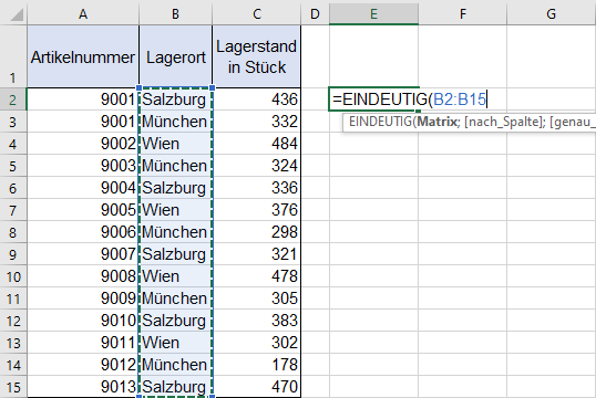 Screenshot Excel - EINDEUTIG-Schritt 2