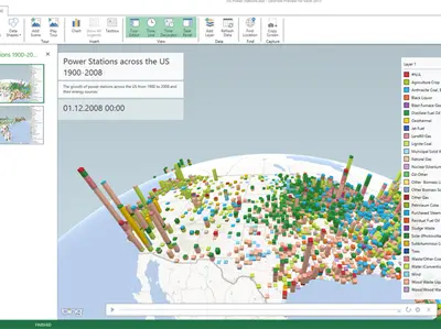 Screenshot Excel - Power Map Visualisierung Daten in USA